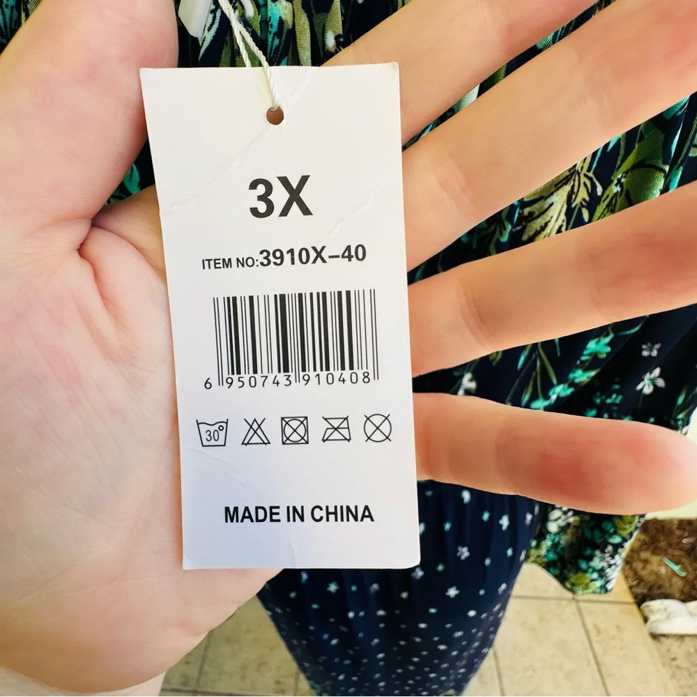 NWT 7 Islands 3X whimsical mermaid blue green floral maxi dress boho plus size - Picture 8 of 12